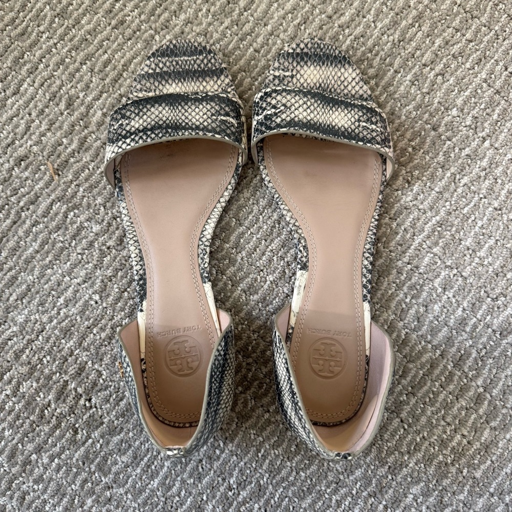 Tory Burch Savannah Flat Snakeskin Sandals